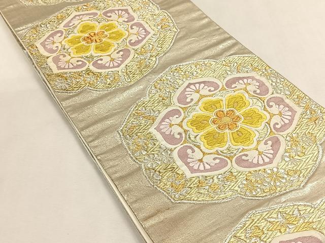 平和屋着物◎六通柄袋帯　唐織　草花文　金銀糸　正絹　逸品　CABK2913yk