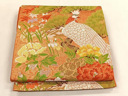 平和屋着物◎六通柄袋帯　唐織　花鳥文　金糸　正絹　逸品　CABK2917yk