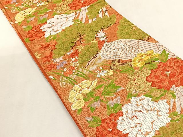 平和屋着物◎六通柄袋帯　唐織　花鳥文　金糸　正絹　逸品　CABK2917yk