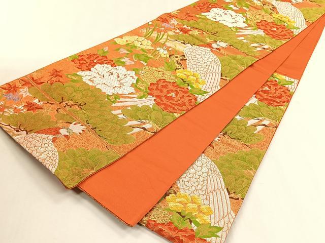 平和屋着物◎六通柄袋帯　唐織　花鳥文　金糸　正絹　逸品　CABK2917yk