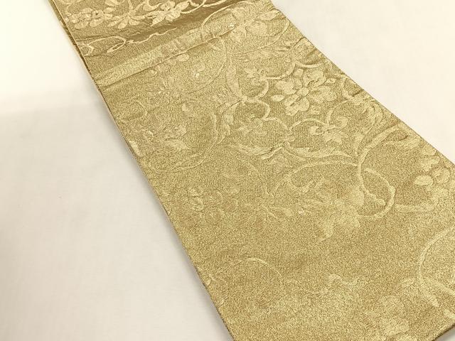 平和屋着物◎六通柄袋帯　花唐草文　金糸　正絹　逸品　CABK2918yk