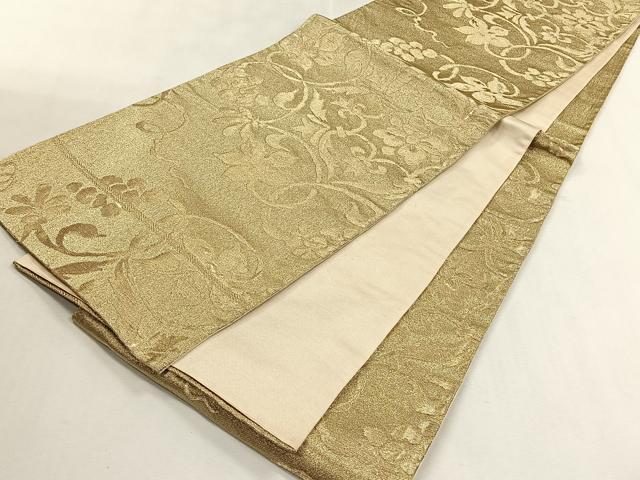 平和屋着物◎六通柄袋帯　花唐草文　金糸　正絹　逸品　CABK2918yk