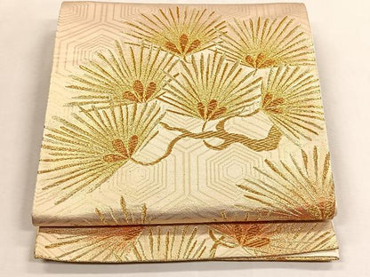 平和屋着物◎六通柄袋帯　枝松文　金糸　正絹　逸品　CABK2919yk