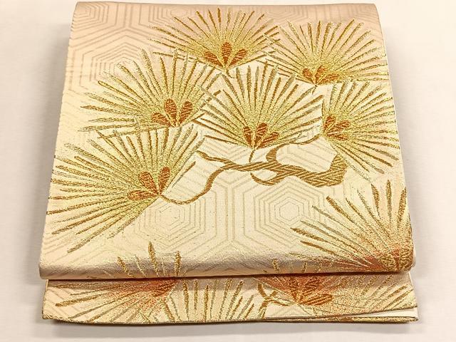 平和屋着物◎六通柄袋帯　枝松文　金糸　正絹　逸品　CABK2919yk