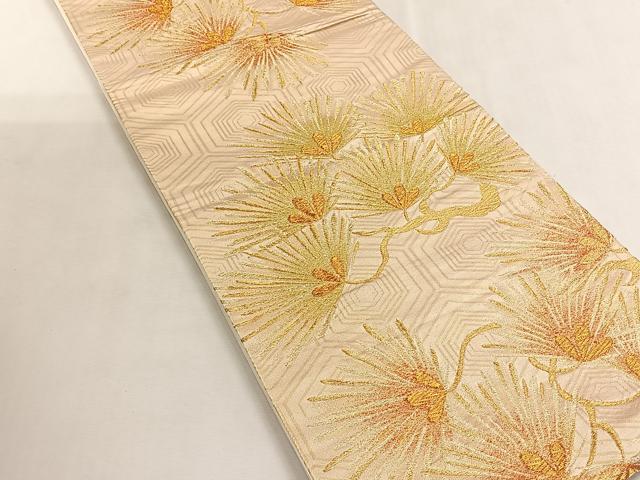 平和屋着物◎六通柄袋帯　枝松文　金糸　正絹　逸品　CABK2919yk