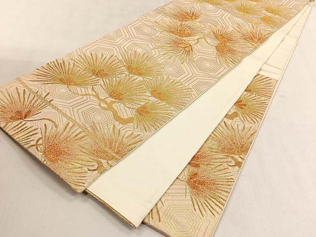 平和屋着物◎六通柄袋帯　枝松文　金糸　正絹　逸品　CABK2919yk