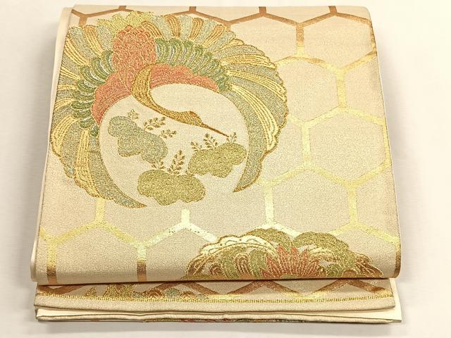 平和屋着物◎六通柄袋帯　飛鶴文　金銀糸　正絹　逸品　CABK2921yk