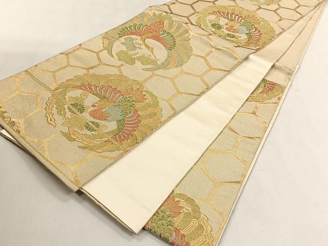 平和屋着物◎六通柄袋帯　飛鶴文　金銀糸　正絹　逸品　CABK2921yk