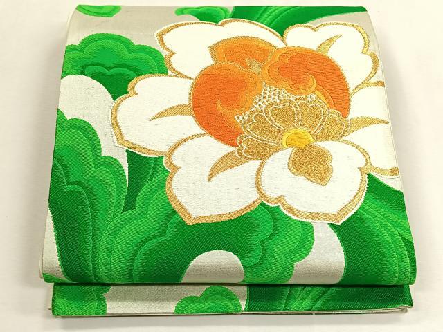 平和屋着物◎流水袋帯　唐織　花唐草文　金糸　正絹　逸品　CABK2924yk