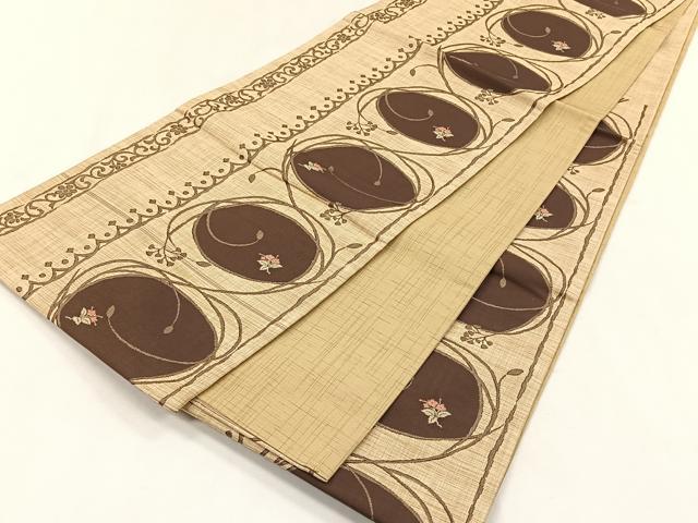平和屋着物◎六通柄袋帯　翔織　花唐草間道　正絹　逸品　CABK2931yk