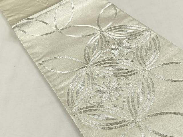 平和屋着物◎太鼓柄袋帯　総刺繍　駒刺繍　七宝花菱文　正絹　逸品　CABK2932yk