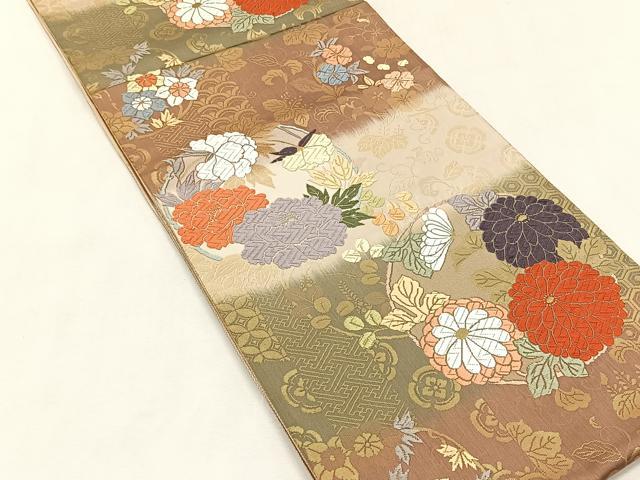 平和屋着物◎六通柄袋帯　唐織　花丸文　金糸　正絹　逸品　CABK2941yk
