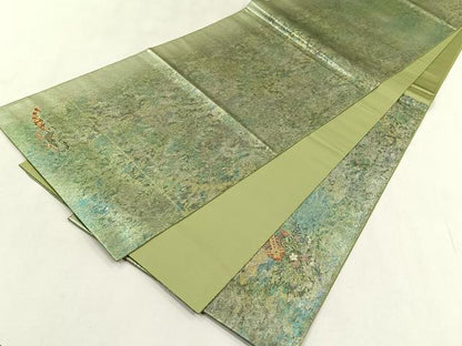 平和屋着物◎太鼓柄袋帯　抽象文　引箔　正絹　逸品　未使用　CABK2942yk
