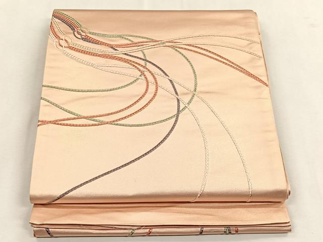 平和屋着物◎西陣　おび弘謹製　太鼓柄袋帯　総刺繍　紐文　証紙付き　正絹　逸品　未使用　CABK2947yk