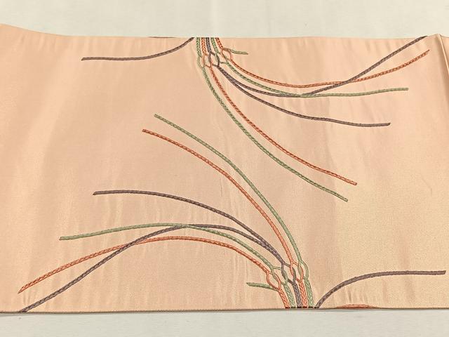 平和屋着物◎西陣　おび弘謹製　太鼓柄袋帯　総刺繍　紐文　証紙付き　正絹　逸品　未使用　CABK2947yk