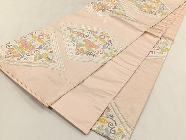 平和屋着物◎六通柄袋帯　桐唐草菱文　銀糸　正絹　逸品　CABK2954yk