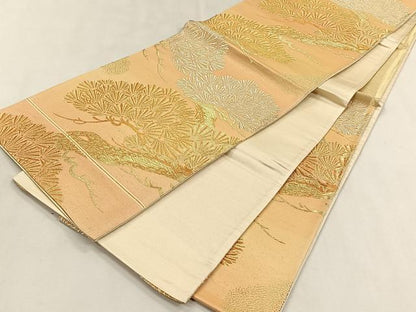 平和屋着物◎六通柄袋帯　松葉文　金銀糸　正絹　逸品　CABK2957yk