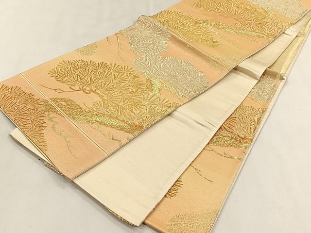 平和屋着物◎六通柄袋帯　松葉文　金銀糸　正絹　逸品　CABK2957yk