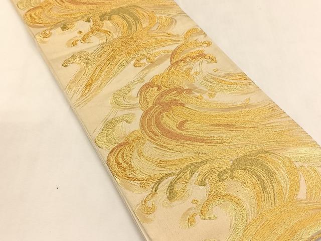 平和屋着物◎六通柄袋帯　立波文　金糸　正絹　逸品　CABK2958yk