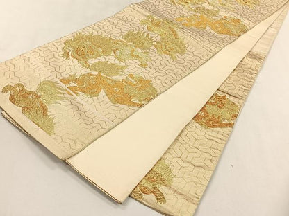 平和屋着物◎六通柄袋帯　唐獅子　金糸　正絹　逸品　CABK2960yk