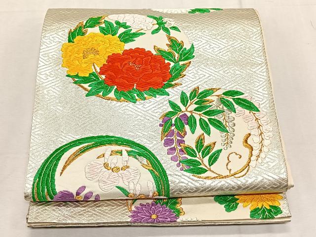 平和屋着物◎六通柄袋帯　唐織　花丸文　金銀糸　正絹　逸品　CABK2961yk