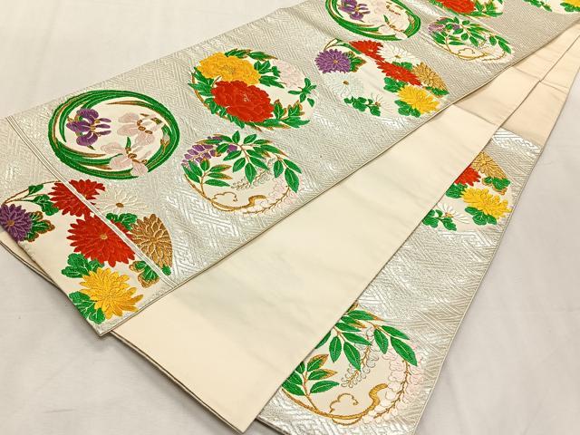 平和屋着物◎六通柄袋帯　唐織　花丸文　金銀糸　正絹　逸品　CABK2961yk