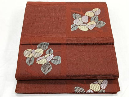 平和屋着物◎六通柄袋帯　色紙枝花文　やまと誂製　正絹　逸品　CABK2965yk