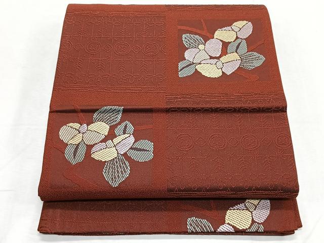 平和屋着物◎六通柄袋帯　色紙枝花文　やまと誂製　正絹　逸品　CABK2965yk