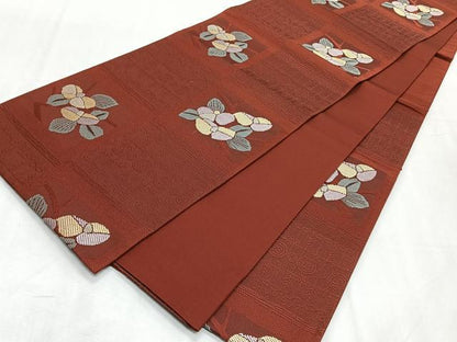 平和屋着物◎六通柄袋帯　色紙枝花文　やまと誂製　正絹　逸品　CABK2965yk