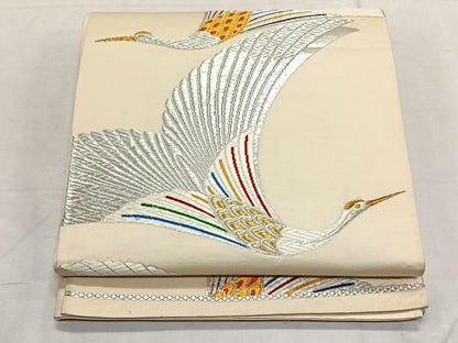 平和屋着物◎六通柄袋帯　唐織　飛鶴文　金銀糸　正絹　逸品　CABK2966yk