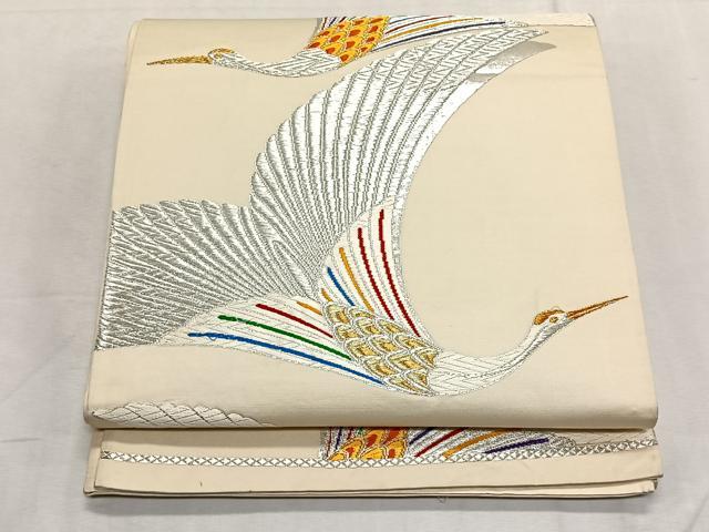 平和屋着物◎六通柄袋帯　唐織　飛鶴文　金銀糸　正絹　逸品　CABK2966yk