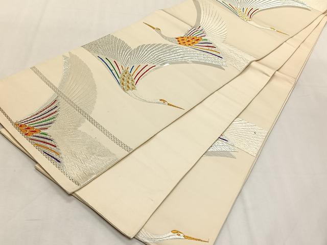 平和屋着物◎六通柄袋帯　唐織　飛鶴文　金銀糸　正絹　逸品　CABK2966yk