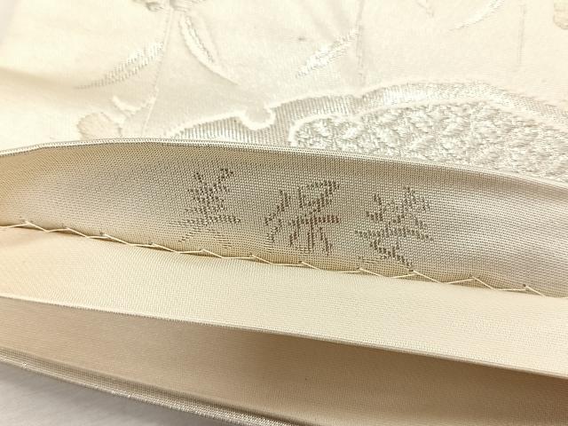 平和屋着物◎六通柄袋帯　唐織　美保姿　花鳥絵皿文　銀糸　正絹　逸品　CABK2967yk