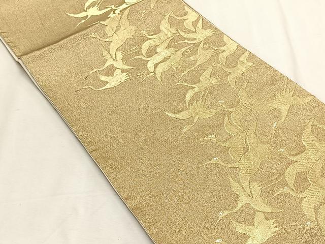 平和屋着物◎六通柄袋帯　綴れ　飛鶴文　金糸　正絹　逸品　CABK2971yk