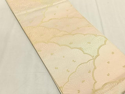 平和屋着物◎六通柄袋帯　若松葉文　金糸　正絹　逸品　CABK2973yk