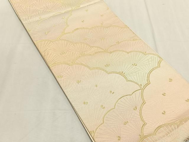平和屋着物◎六通柄袋帯　若松葉文　金糸　正絹　逸品　CABK2973yk