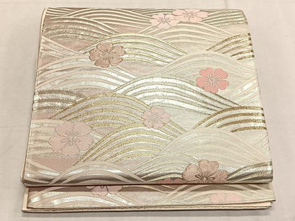 平和屋着物◎六通柄袋帯　立波舞花文　金銀糸　正絹　逸品　CABK2981yk