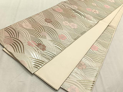 平和屋着物◎六通柄袋帯　立波舞花文　金銀糸　正絹　逸品　CABK2981yk