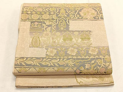 平和屋着物◎六通柄袋帯　花唐草文　金糸　正絹　逸品　CABK2988yk