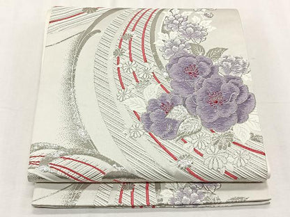 平和屋着物◎六通柄袋帯　舞花文　銀糸　正絹　逸品　CABK2990yk