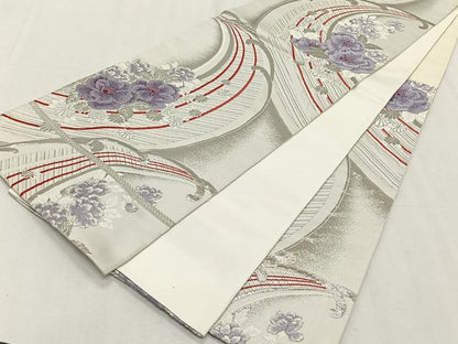 平和屋着物◎六通柄袋帯　舞花文　銀糸　正絹　逸品　CABK2990yk