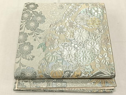 平和屋着物◎六通柄袋帯　草花丸文　金銀糸　正絹　逸品　未使用　CABK2994yk