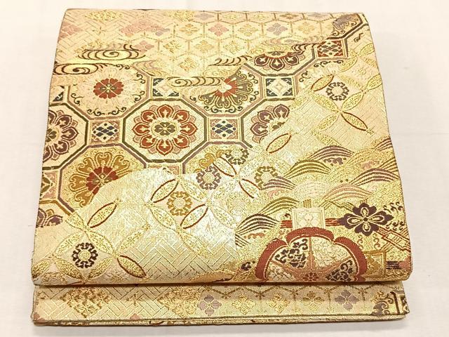 平和屋着物◎佐賀錦　六通柄袋帯　唐織　吉祥花文　金糸　正絹　逸品　CABK2996yk