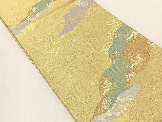 平和屋着物◎六通柄袋帯　花鳥唐草文　金糸　正絹　逸品　CABK3000yk
