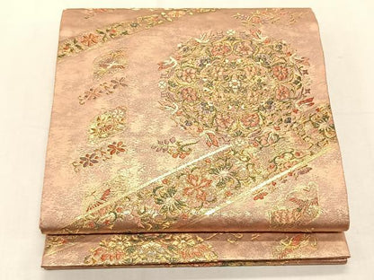 平和屋着物◎六通柄袋帯　鏡裏彩華文　金糸　正絹　逸品　未使用　CABK3001yk