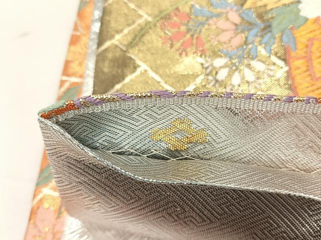 平和屋着物◎佐賀錦　西陣　野々村織物謹製　六通柄袋帯　唐織　花車文　金糸　正絹　逸品　CABK3002yk