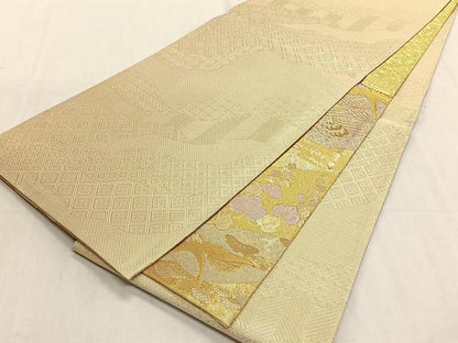 平和屋着物◎両面　六通柄袋帯　飛鶴浜松文　金糸　正絹　逸品　未使用　CABK3011yk