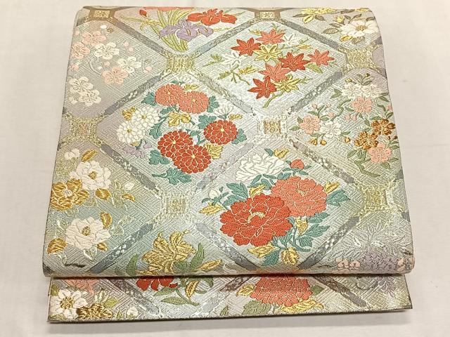 平和屋着物◎西陣　野々村織物謹製　六通柄袋帯　唐織　天井草花文　金糸　正絹　逸品　CABK3014yk