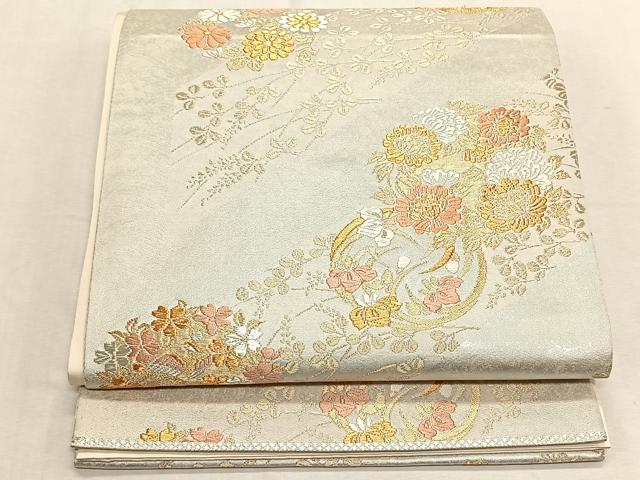 平和屋着物◎六通柄袋帯　唐織　草花丸文　金銀糸　正絹　逸品　CABK3016yk