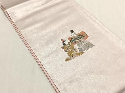 平和屋着物◎太鼓柄袋帯　総刺繍　人物文　金糸　正絹　逸品　未使用　CABK3017yk